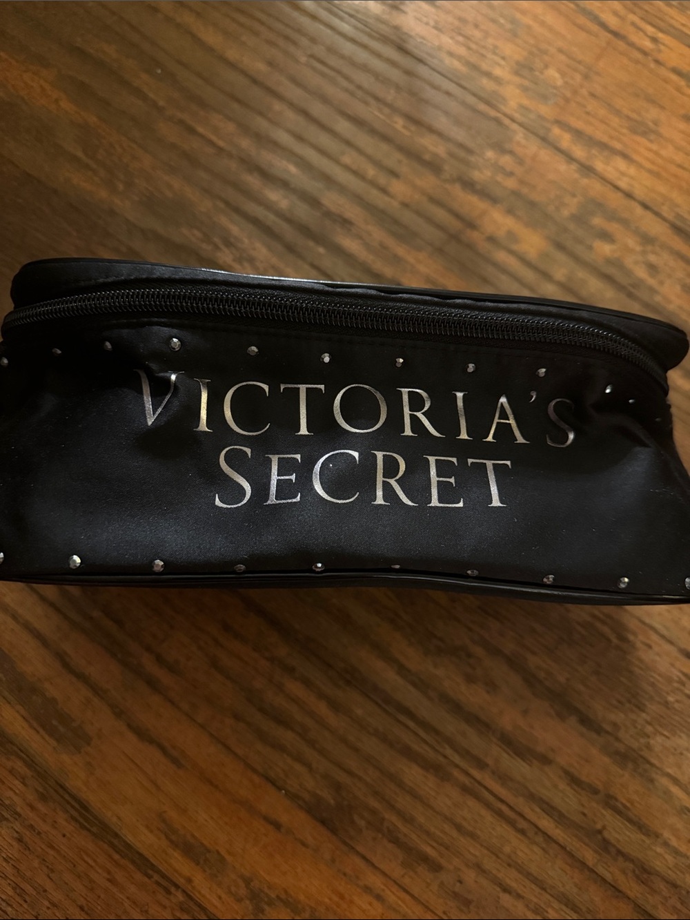 Victoria's Secret Black Cosmetic Pouch with Silver Logo